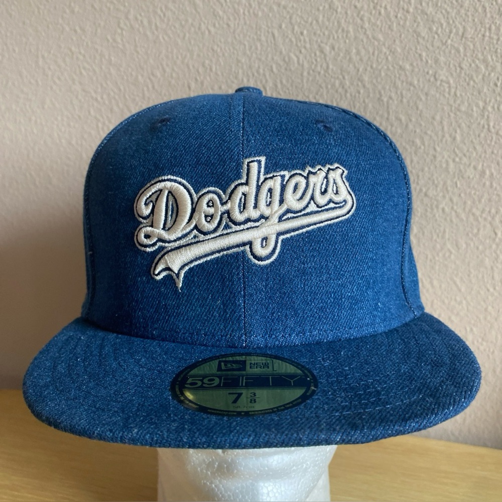 New Era Los Angeles Dodgers 59FIFTY Fitted Blue Denim 1980 ASG Cap Hat Sz 7 3/8